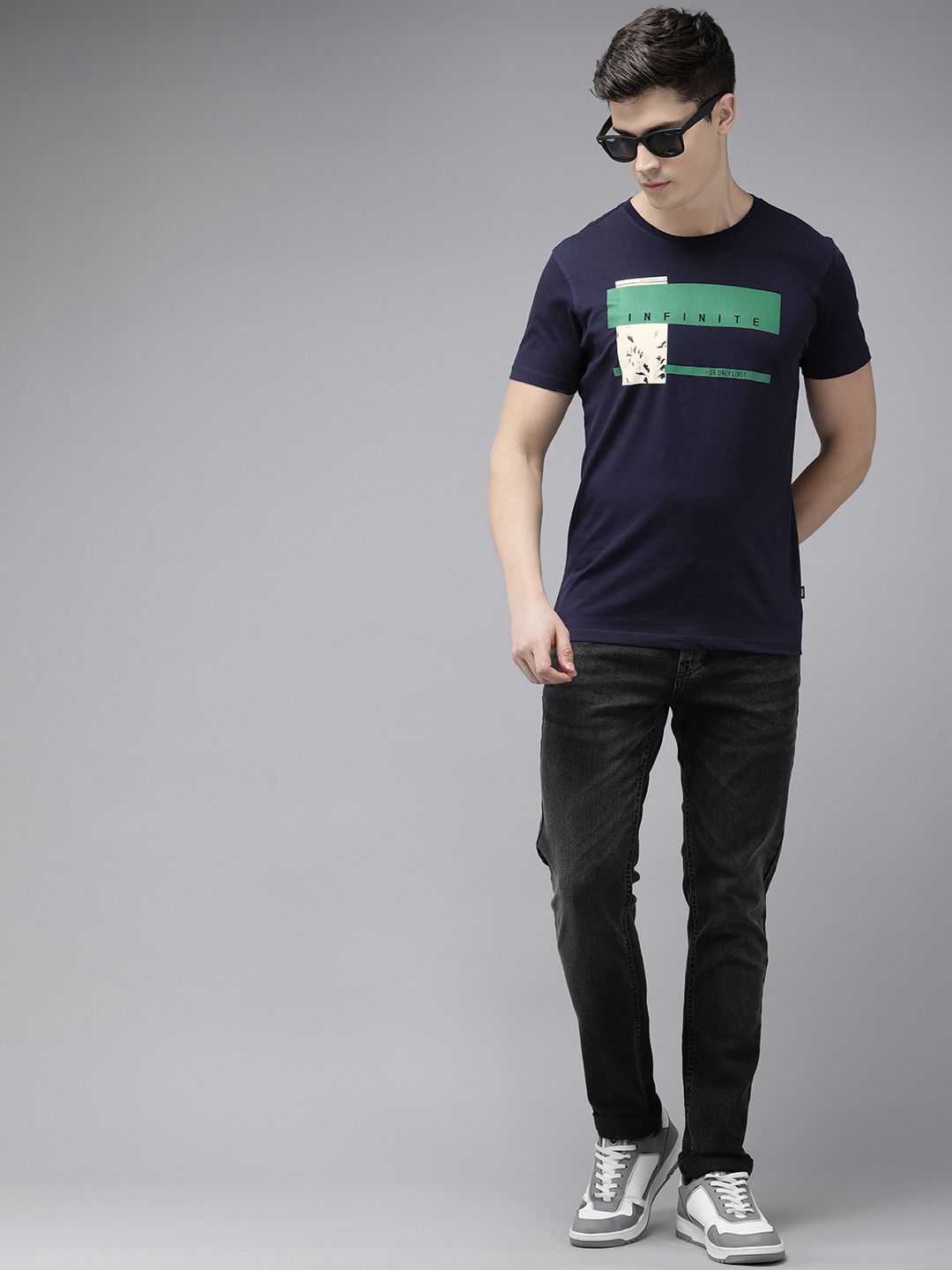 SPYKAR Printed Pure Cotton Slim Fit T-shirt