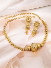 Rubans 18K Motif Floral Motif & Filigree Set Kalung Tembaga Manik