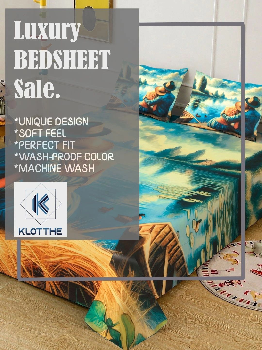 Moda Rapido X KLOTTHE Biru 400 TC Cadar Katil King dengan 2 Sarung Bantal