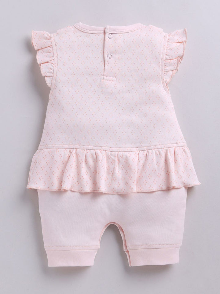 Moms Love Infant Girls Cotton Rompers with Applique Detail