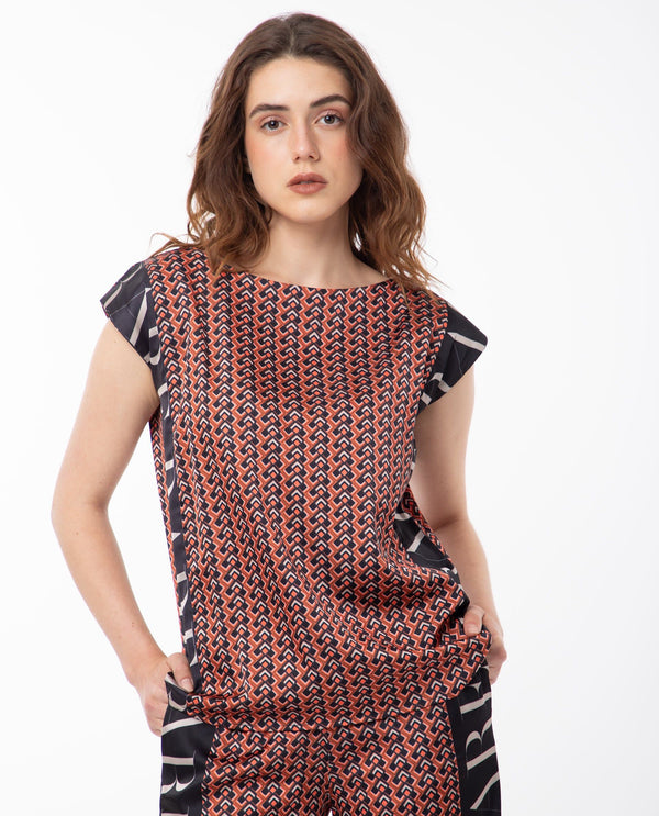 RAREISM Abstract Printed Extended Sleeves Top