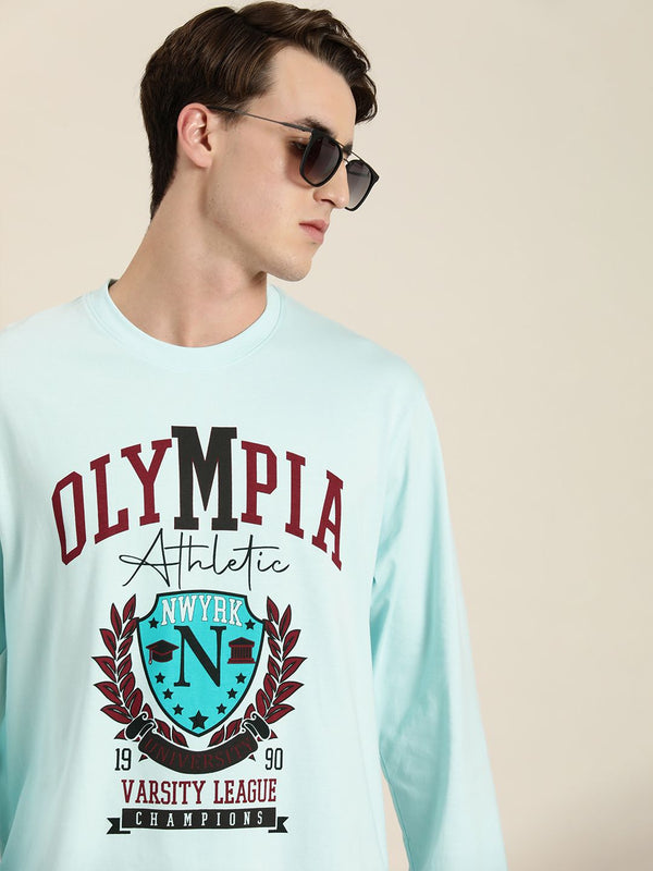DILLINGER Men Blue Printed Cotton Oversized  T-shirt
