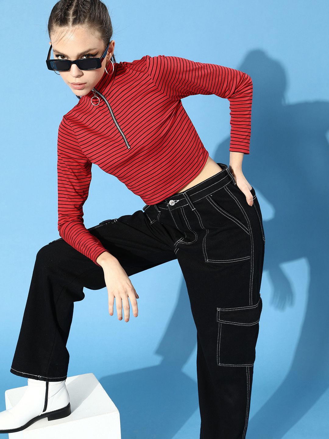 STREET 9 Women Gorgeous Red Abstract Cropped Top