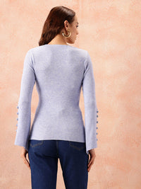all about you Ribbed Flared Sleeve Top
