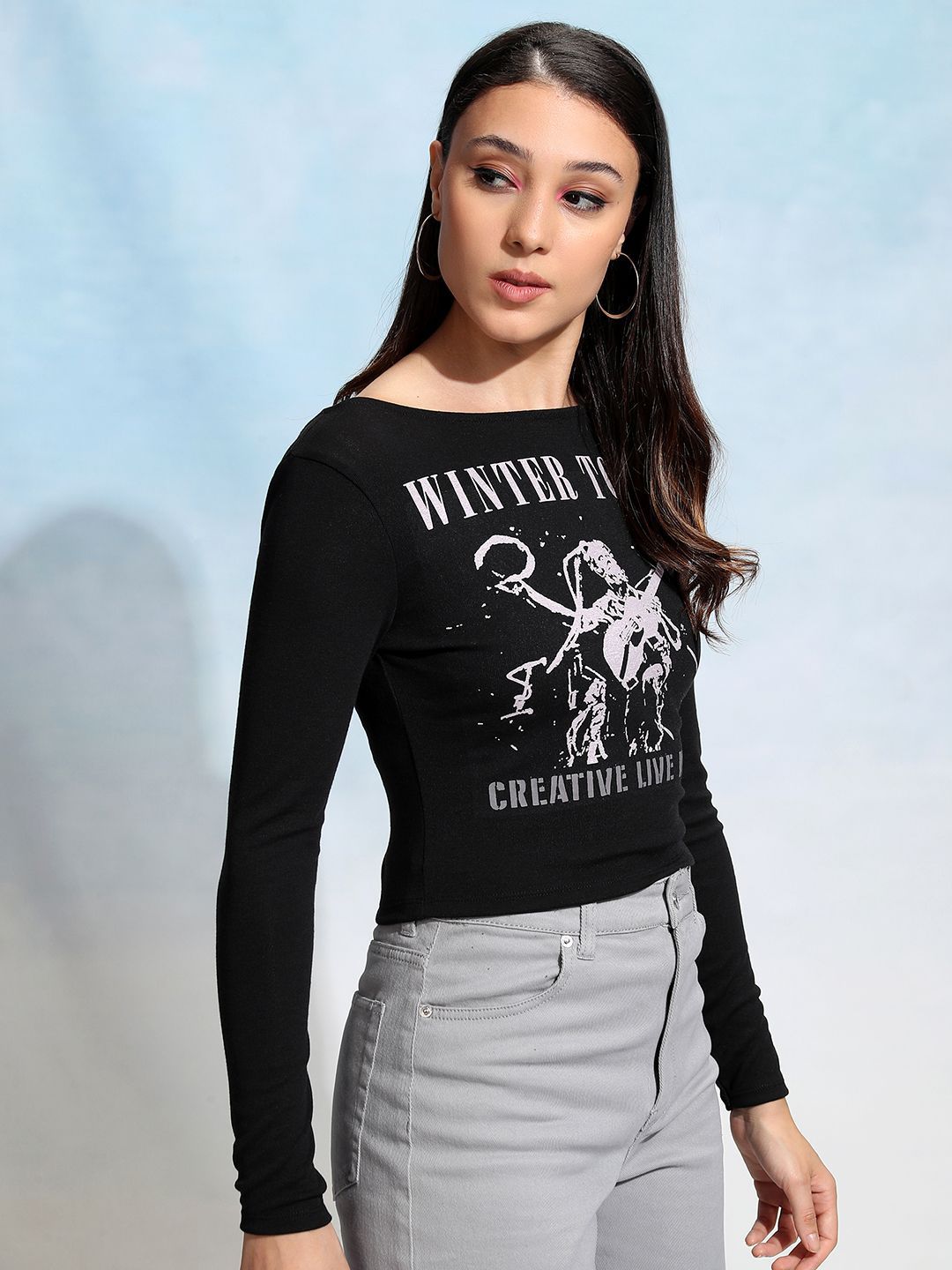 Street By Tokyo Talkies Typography Printed Crop Top