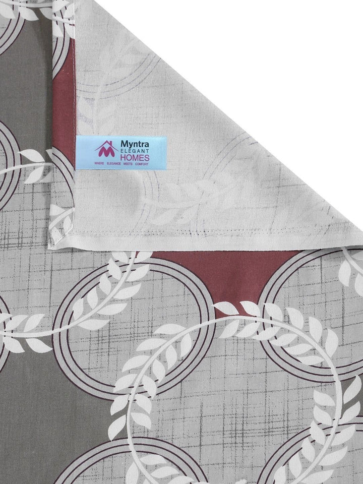 Myntra Elegant Homes Kelabu Geometrik 400 TC Cadar Tempat Tidur Single dengan 1 Sarung Bantal 225X150 cm
