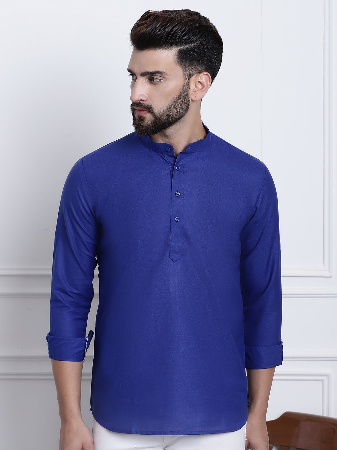 SOJANYA Lelaki Biru Solid Kurta Lurus
