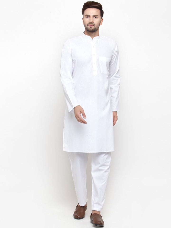 Jompers Men White Solid Kurta with Pyjamas