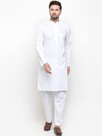 Jompers Men White Solid Kurta with Pyjamas