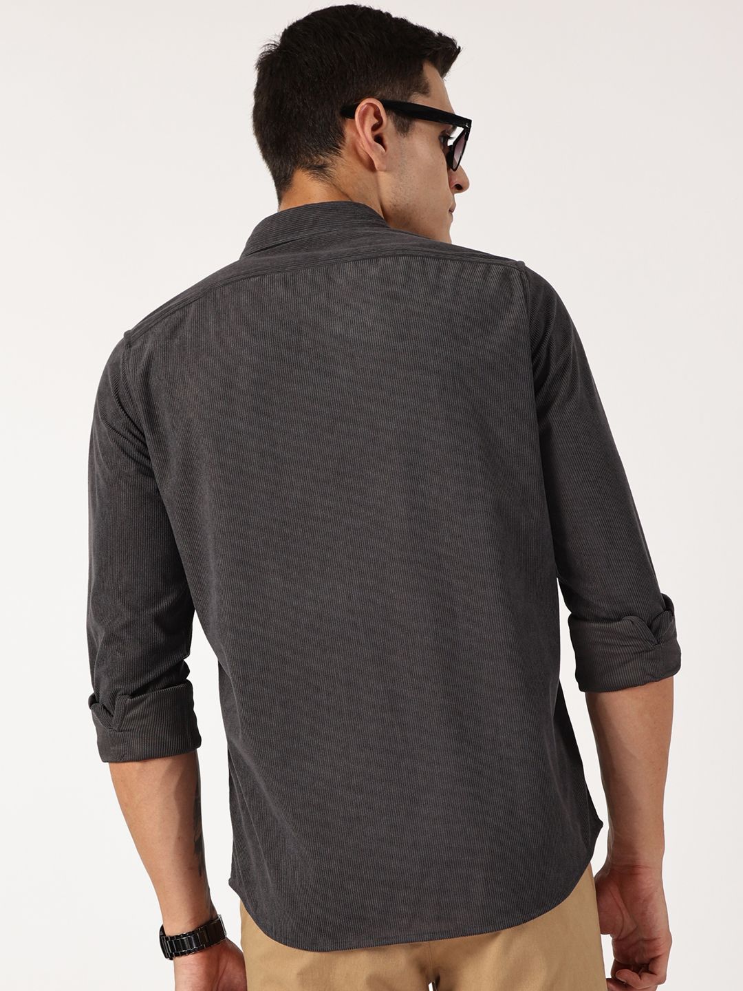 Thomas Scott Men Premium Button-Down Collar Corduroy Cotton Casual Shirt