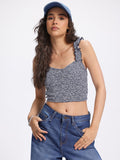 DressBerry Ditsy Blooms Floral Print Smocked Ruffles Crop Top