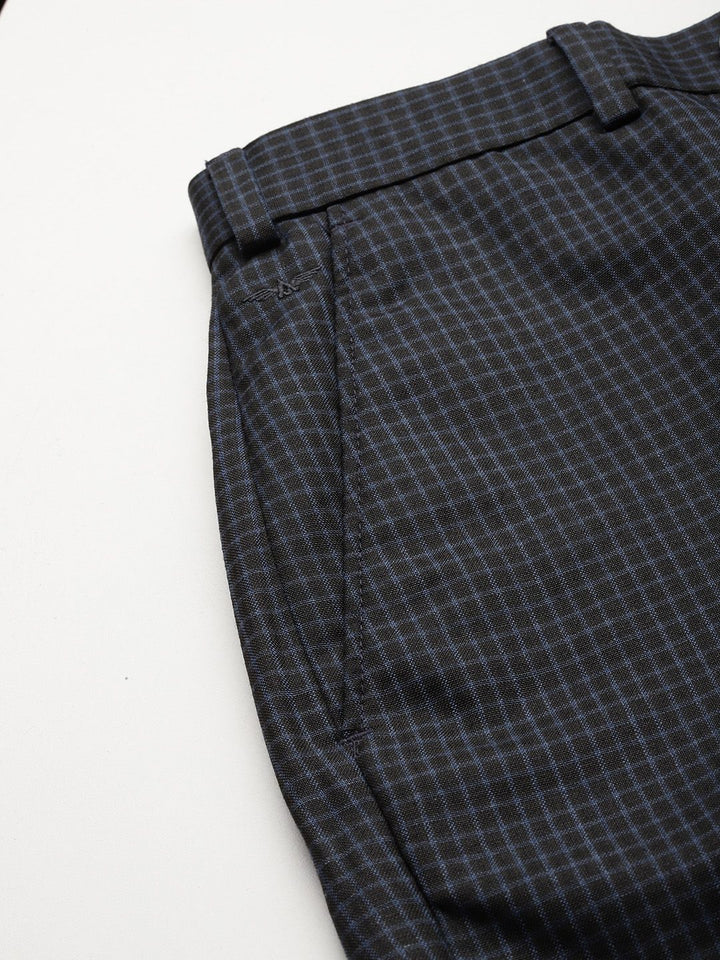 Park Avenue Men Checker Printed Formal Trousers