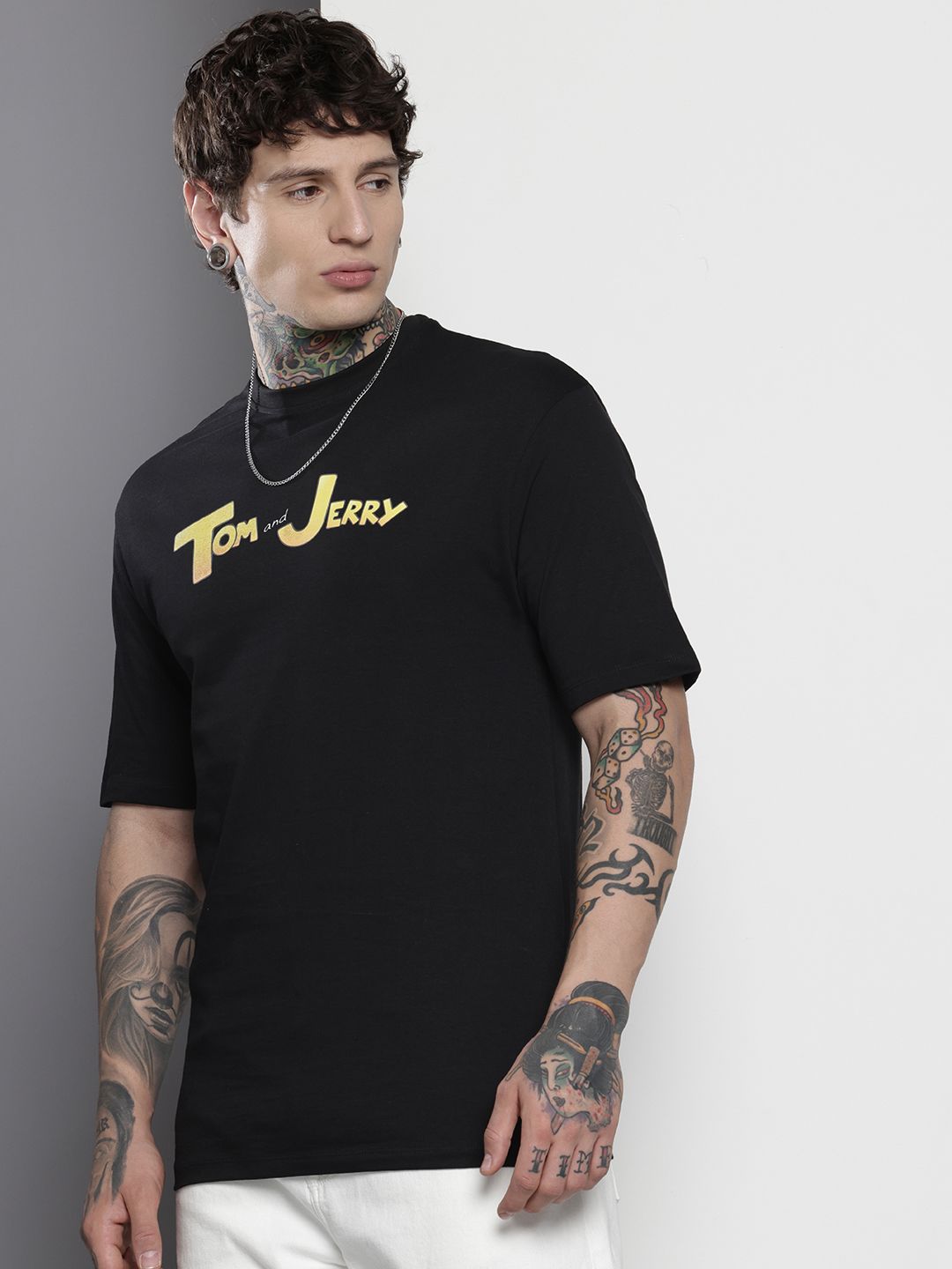 The Indian Garage Co Tom & Jerry Printed Oversized Pure Cotton T-shirt