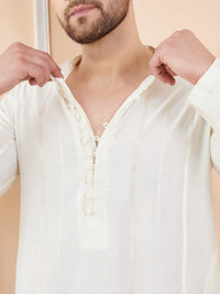 See Designs Mandarin Collar Long Sleeves Chanderi Silk Kurta