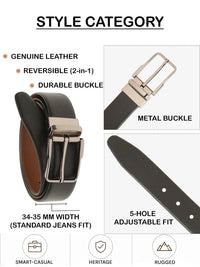 Teakwood Leathers Men Textured Leather Reversible Belt