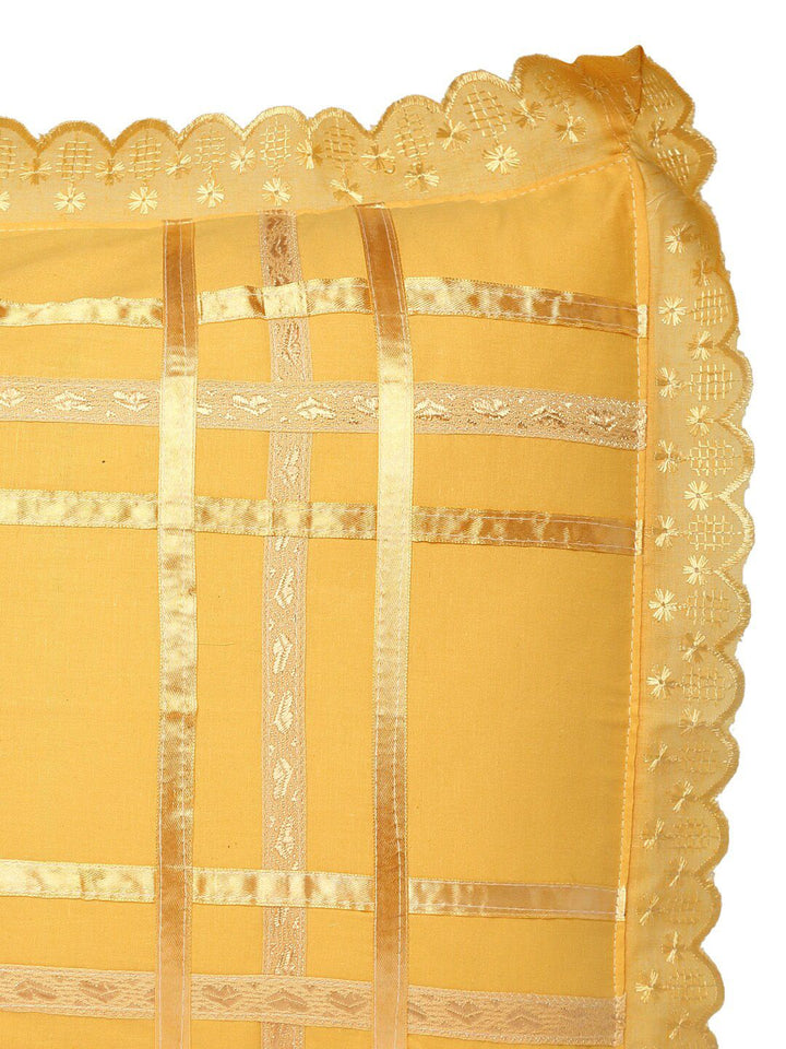 HOSTA HOMES Set Of 2 Orange Lace Embroidered 280 TC Rectangular Pillow Covers