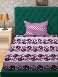 Myntra Elegant Homes Purple Floral 400 TC Single Bedsheet with 1 Pillow Covers