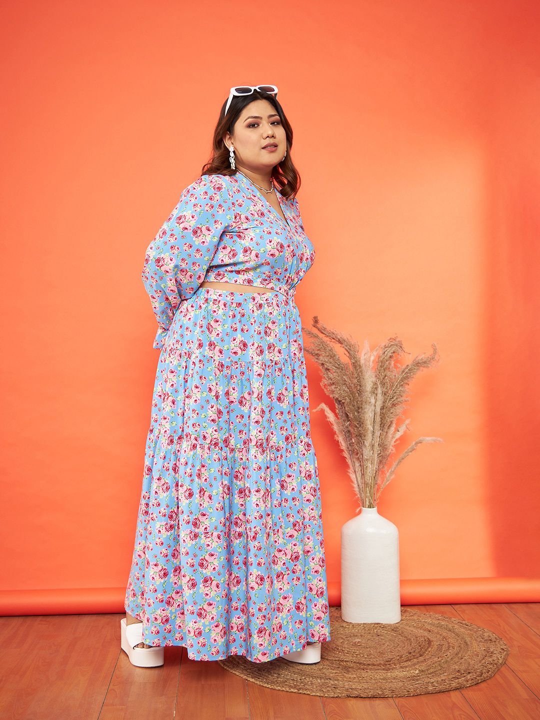 SASSAFRAS Curve Women Floral Printed Crepe Dress