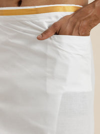 VASTRAMAY Men White & White Shirt with Dhoti