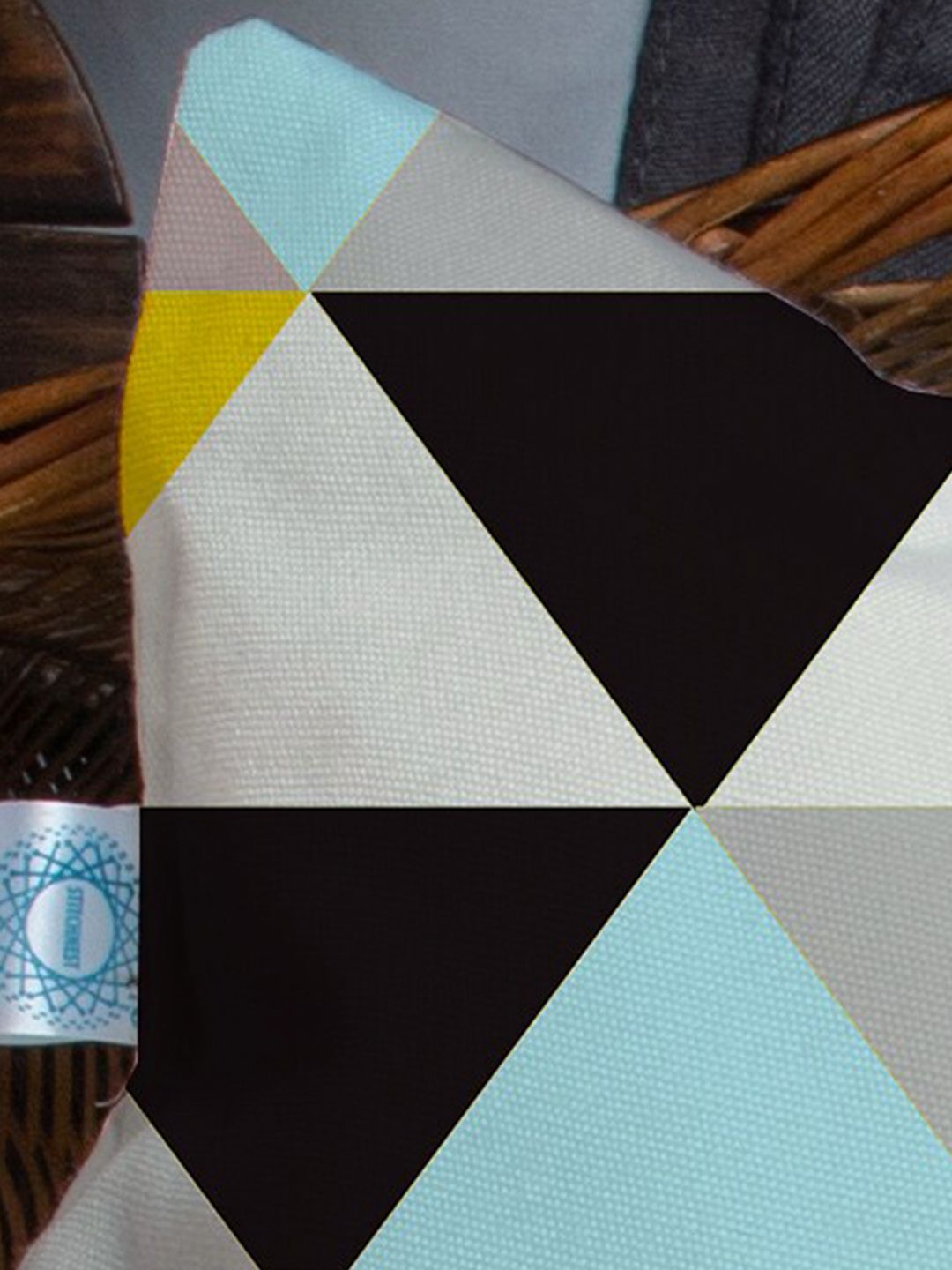 STITCHNEST Pack Of 2 Yellow & Black Geometric Printed Square Cushion Covers