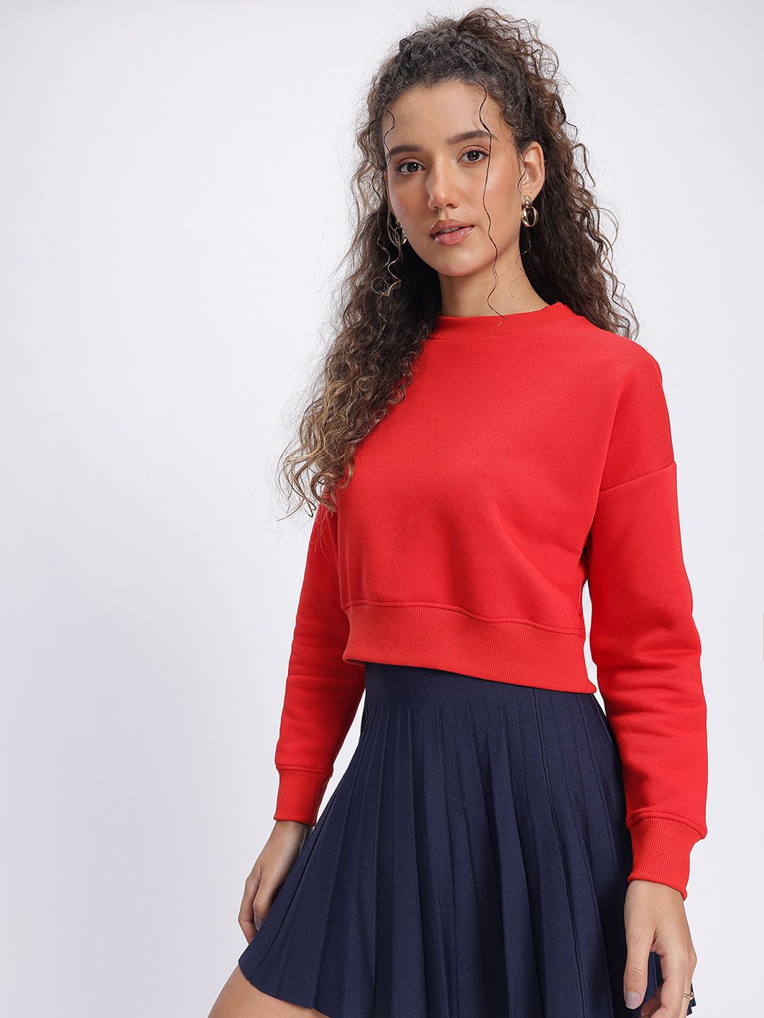 DressBerry Graphic Print Drop-Shoulder Crop Sweatshirt