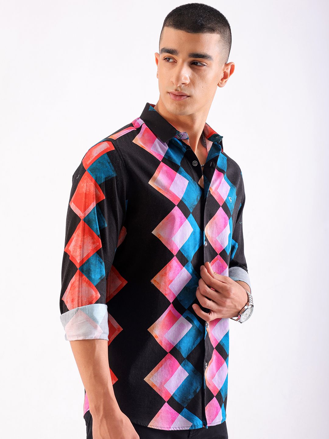 The Indian Garage Co Men Slim Fit Opaque Pure Cotton Printed Party Shirt