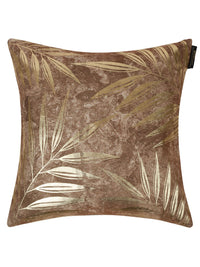 HOSTA HOMES Brown & Gold-Toned 2 Pieces Floral Velvet Square Cushion Covers