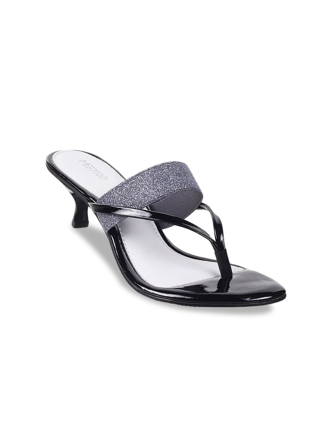 Metro Black Embellished Kitten Heels