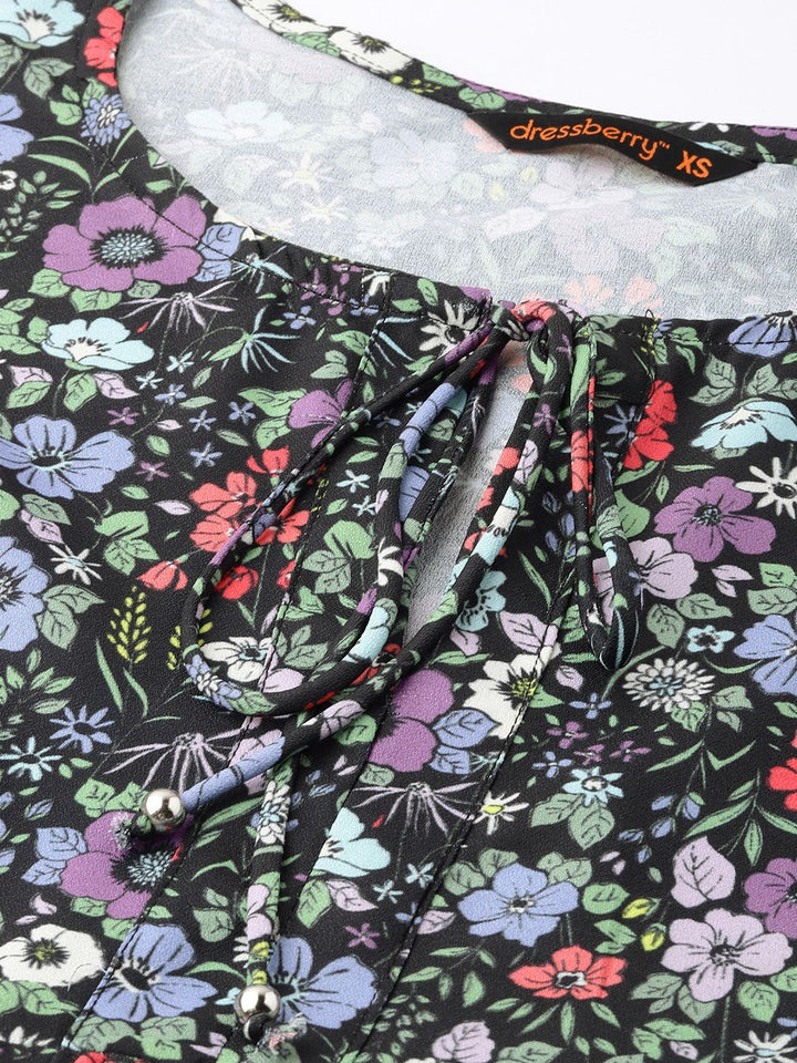 DressBerry DressBerry Live Simply Floral Printed Gathered A-Line Mini Dress