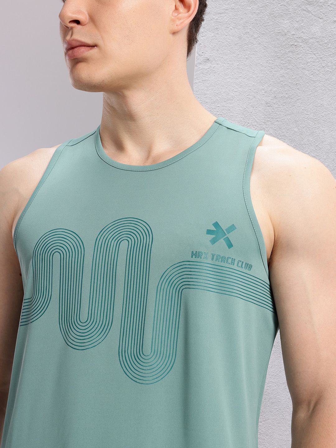 HRX by Hrithik Roshan Geometric Print Rapid-Dry Running Tank T-shirt