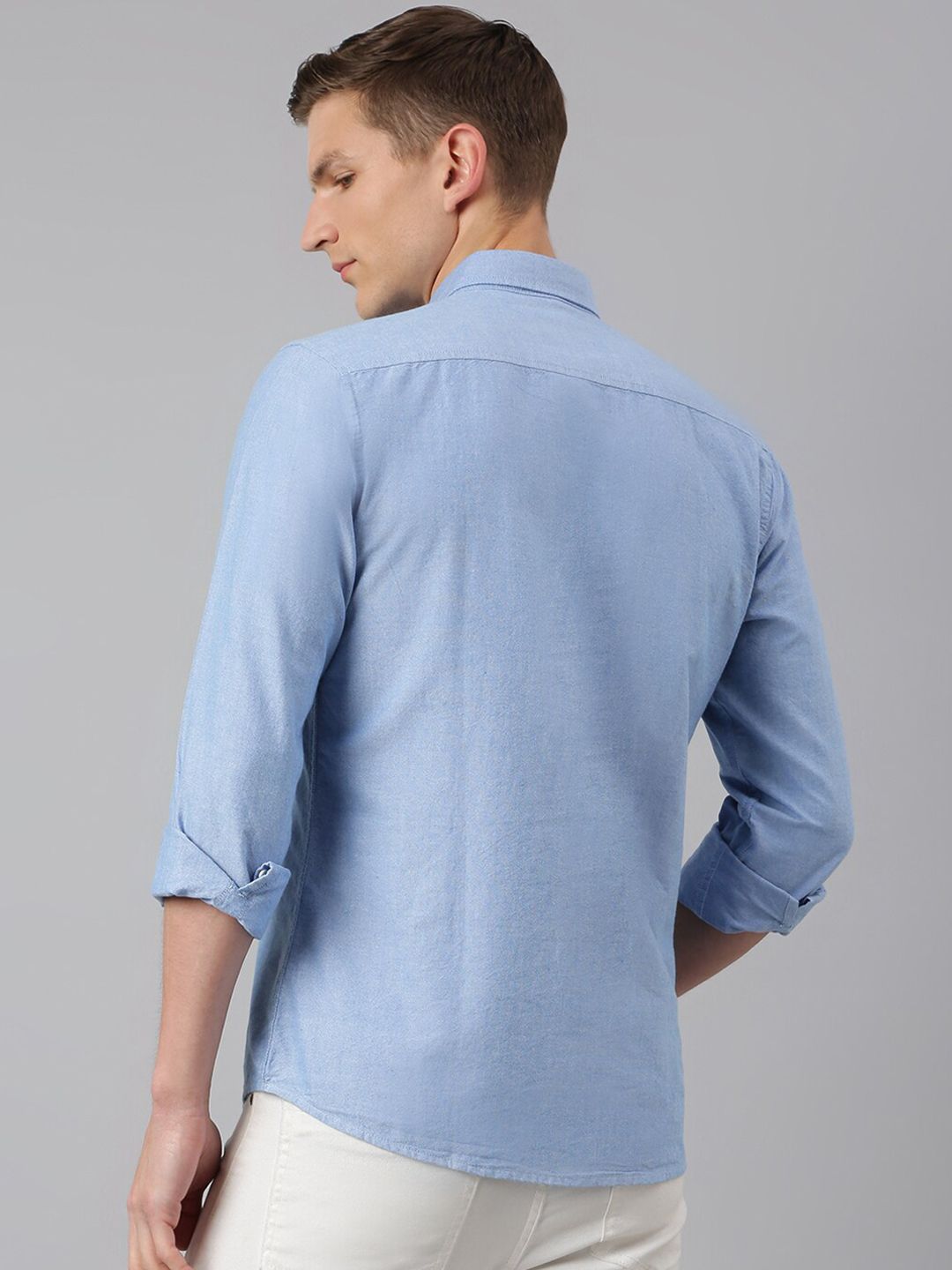 Thomas Scott Men Blue Slim Fit Pure Cotton Casual  Shirt