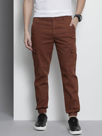 The Indian Garage Co Men Brown Slim Fit Cargos Trousers