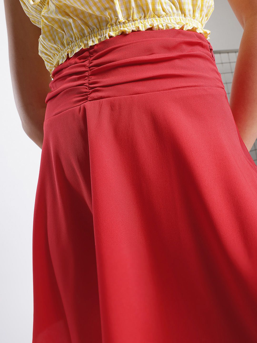 DressBerry Romantic Ruffles Asymmetric Ruched Flare Mini Skirt