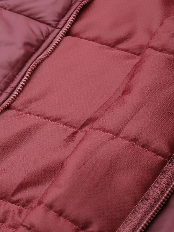 SASSAFRAS Women Maroon Solid Padded Jacket