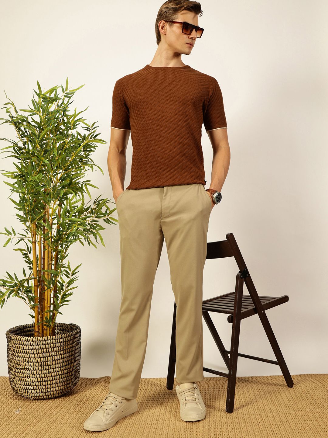 Thomas Scott Men Knit Textured Round Neck T-shirt