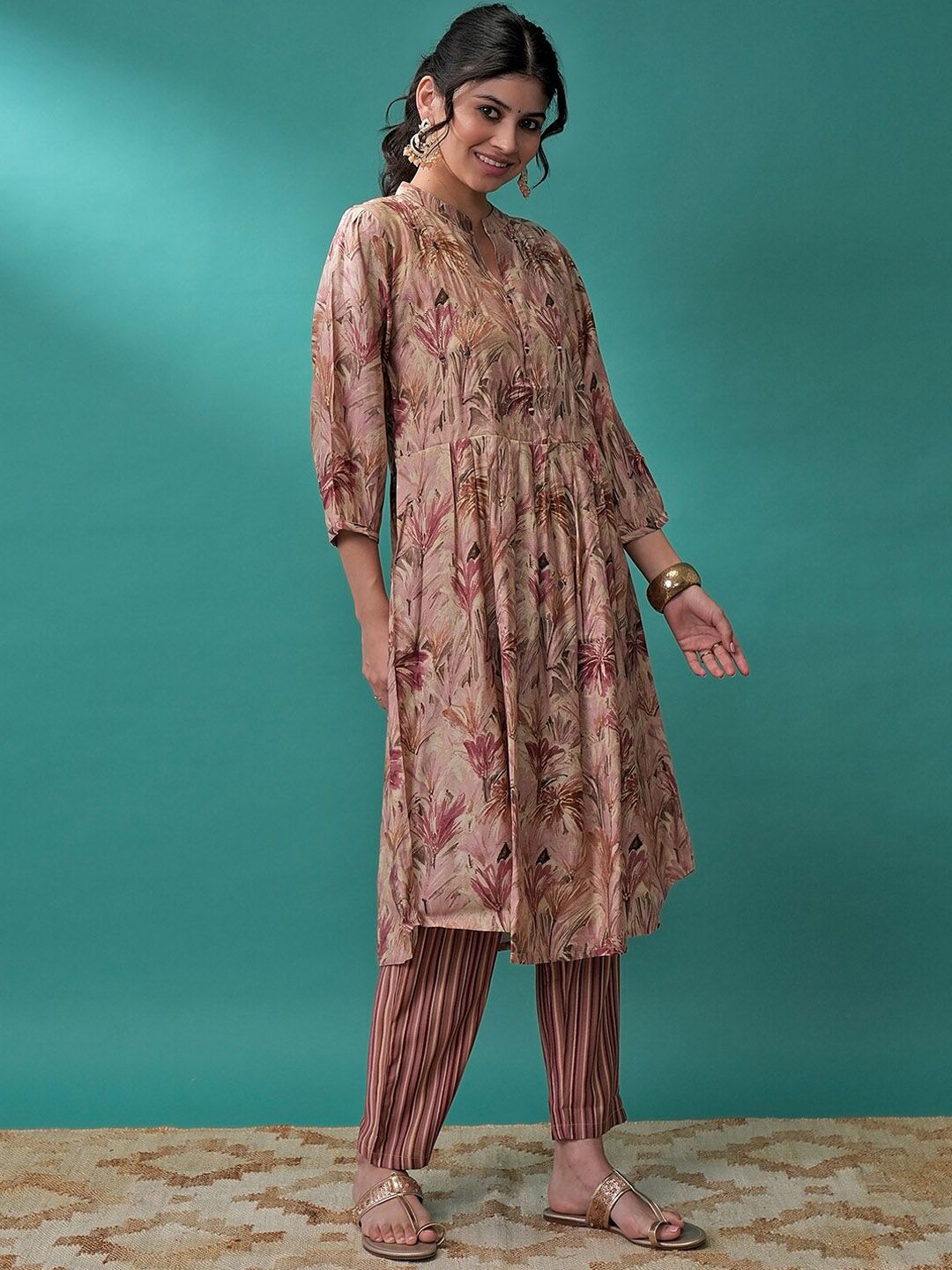 Vishudh Floral Printed Regular Kurta with Trousers & With Dupatta