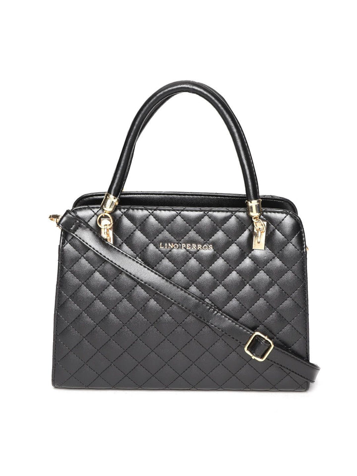 Lino Perros Black Quilted Solid Handheld Bag