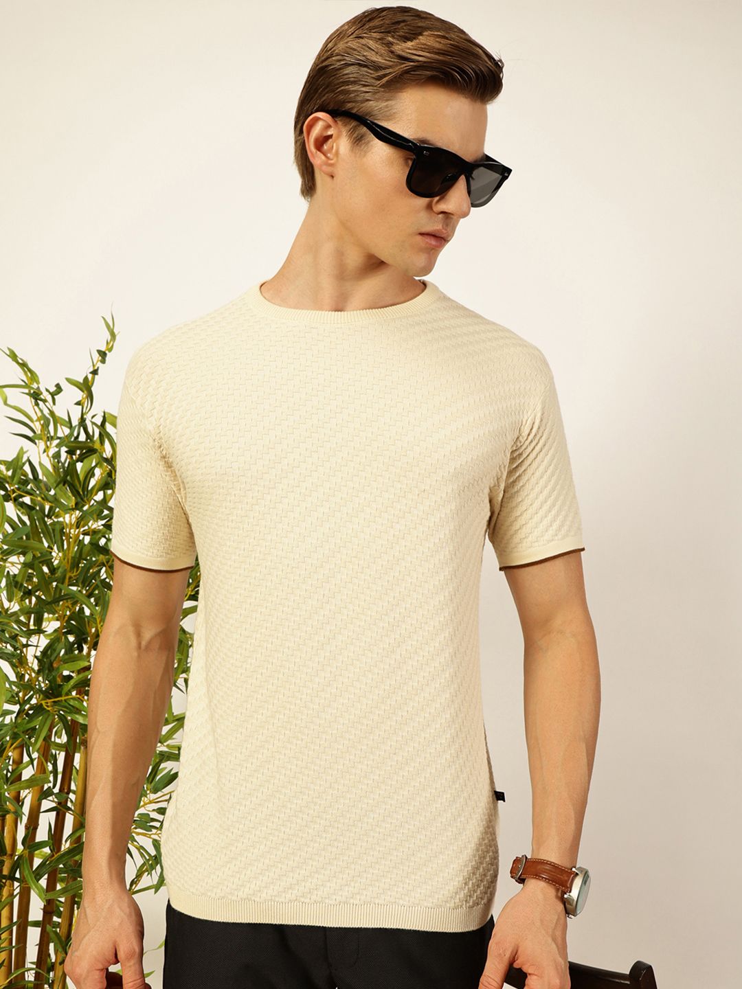 T-shirt leher bertekstur thomas scott lelaki bertekstur