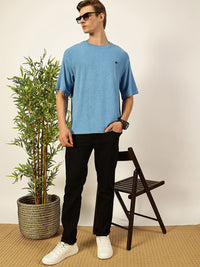 Thomas Scott Men's Solid Round Neck Oversized Casual T-shirt