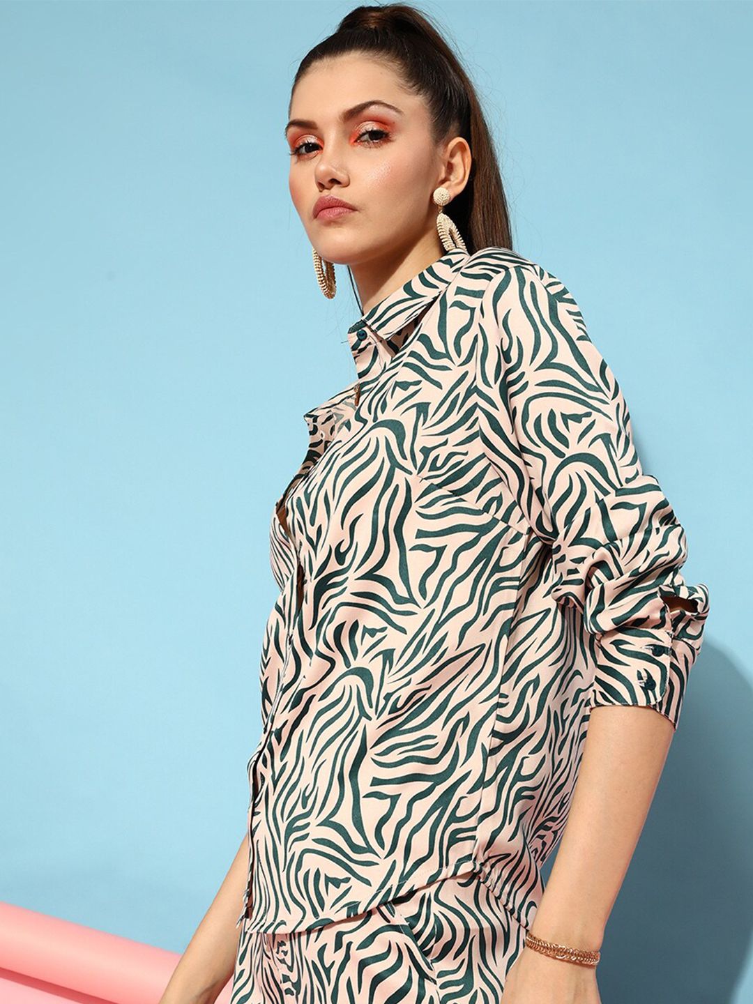 STREET 9 Women Beige Animal Printed Shirt
