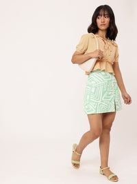 DressBerry Girly Glam Tie-Up Seersucker Ruched Peplum Crop Top