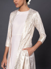 W Pink Ethnic A-Line Midi Dress