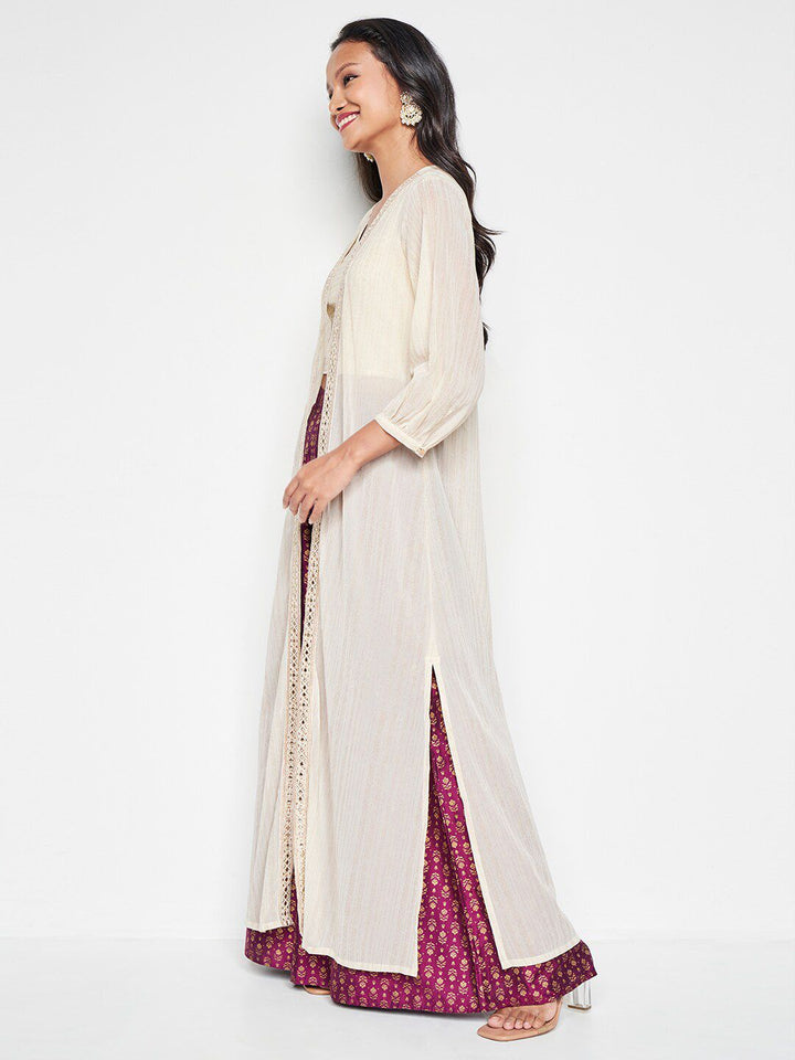 Global Desi Embellished Longline Open Front Shrug