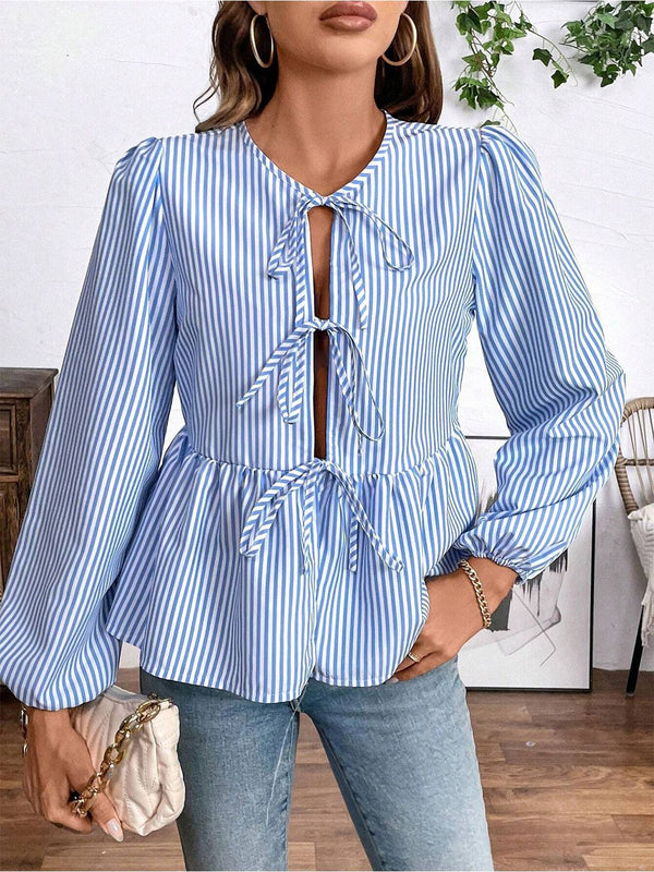DressBerry Striped Puff Sleeve Top