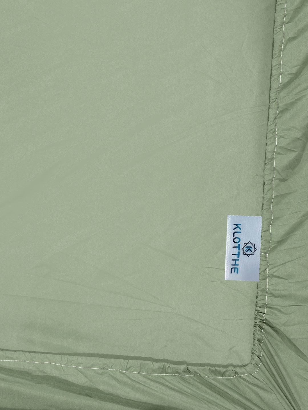 KLOTTHE Hijau Kapas 300 TC Dilengkapi Cadar Bujang Halus dengan Sarung Bantal-89 x 59 inci