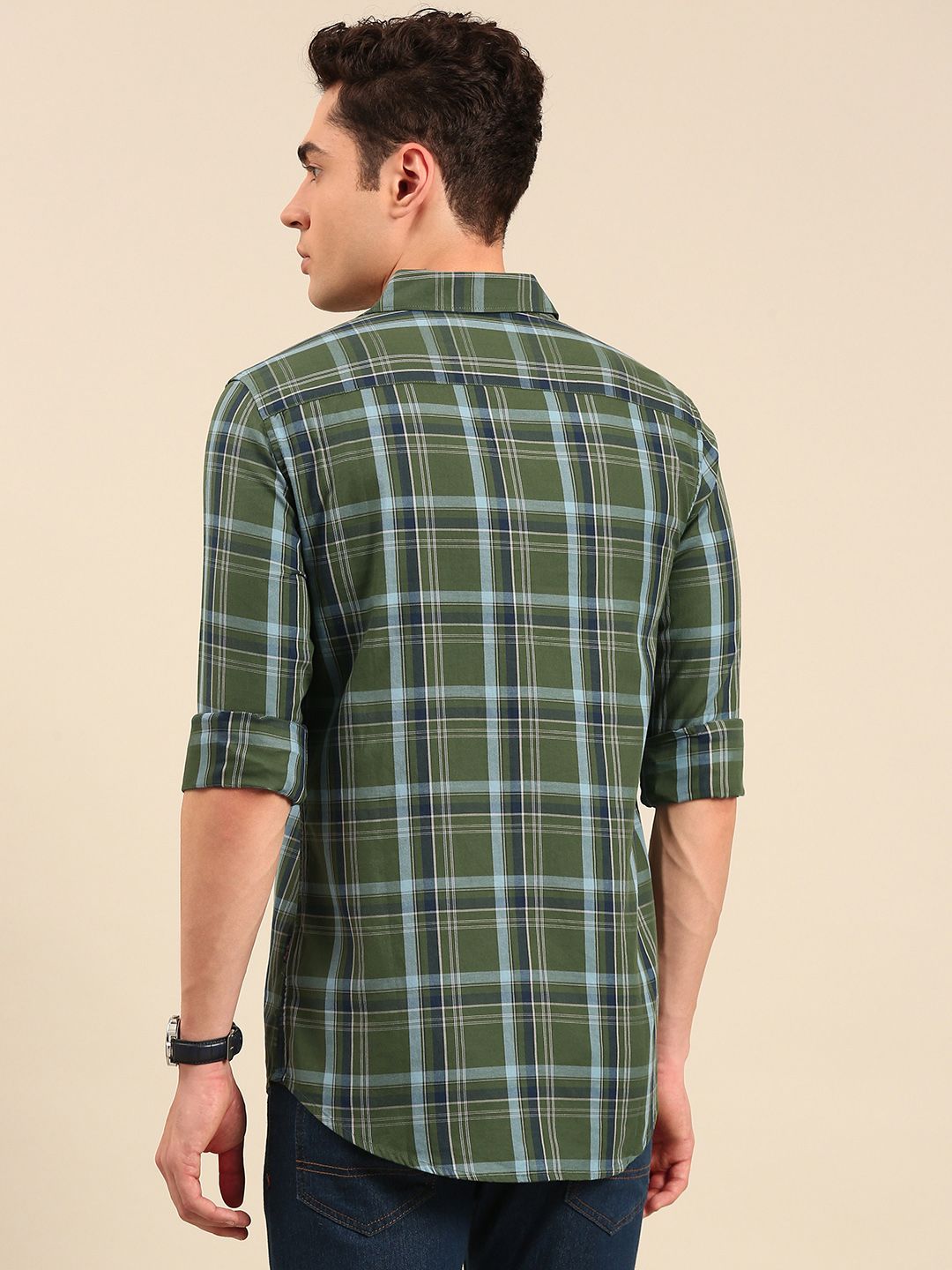 Being Human Pure Cotton Slim Fit Opaque Checked Casual Shirt