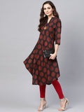 SOJANYA Women Black & Red Printed A-Line Kurta