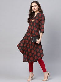 SOJANYA Women Black & Red Printed A-Line Kurta