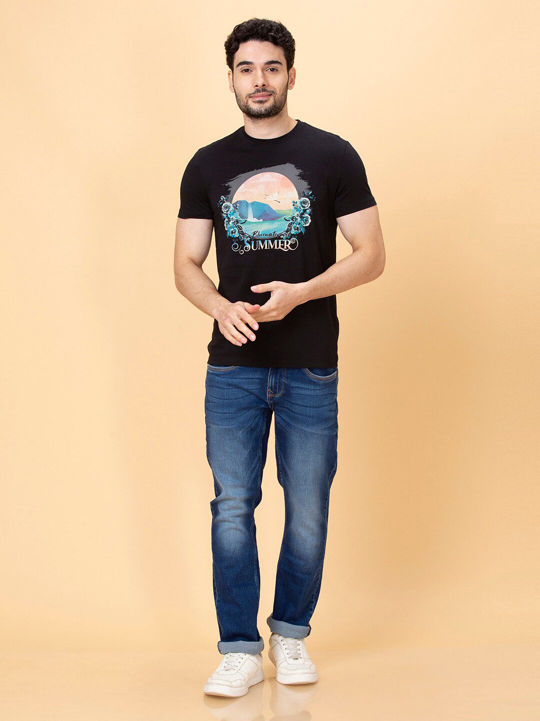 Being Human Graphic Printed Round Neck Casual T-shirt