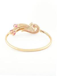 Zaveri Pearls Gold-Plated Peacock Shaped Cubic Zirconia Studded Kada Bracelet